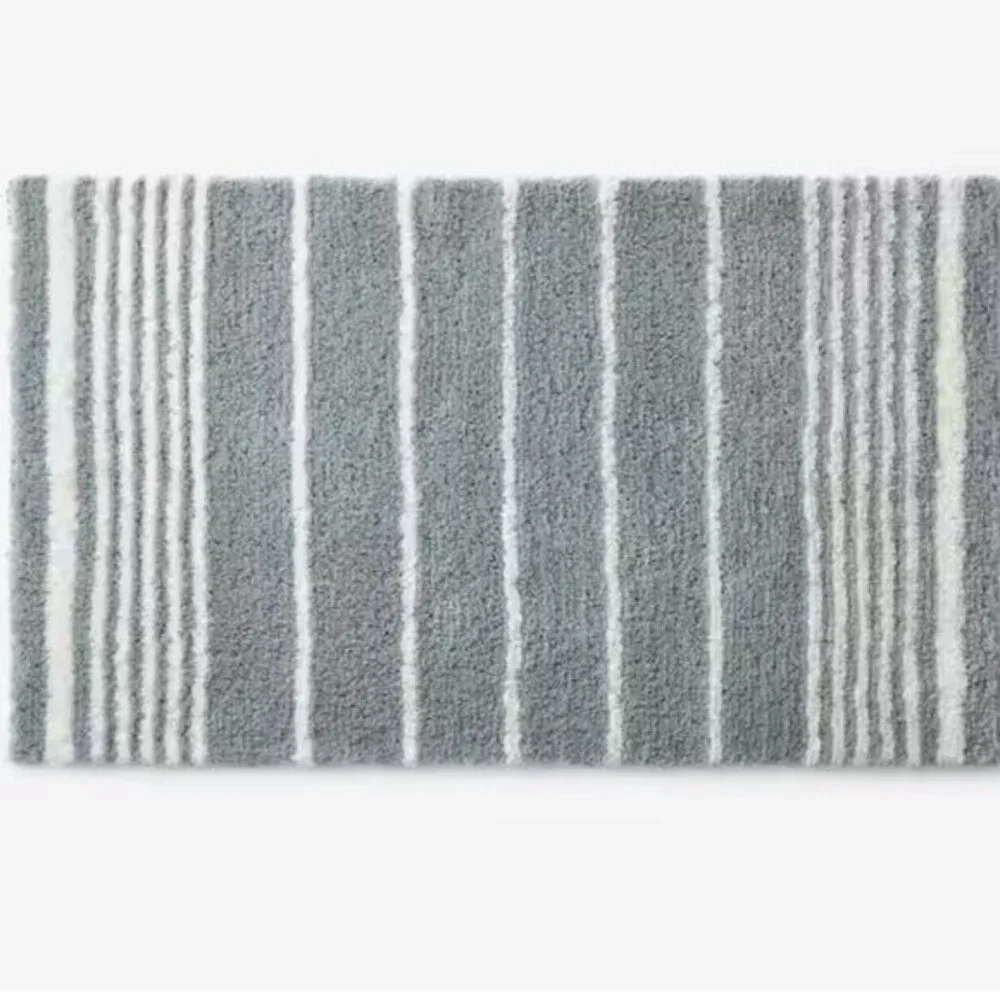 Plush Spa Stripe Bath Rug - Dark Seaspray, 21 in. x 34 in.